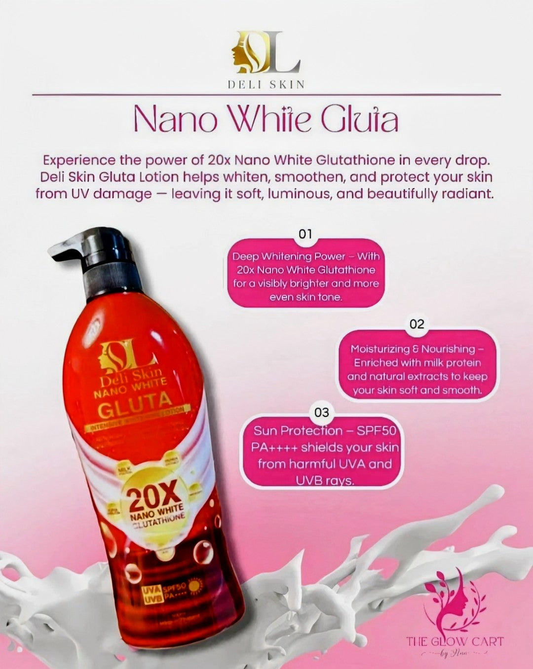 DELI SKIN NANO WHITE GLUTA LOTION (500ML)