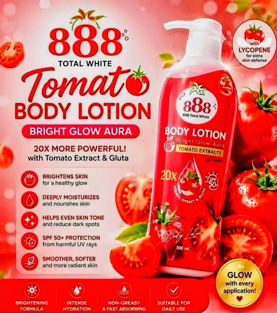 888 TOTAL WHITE TOMATO BODY LOTION 500ML