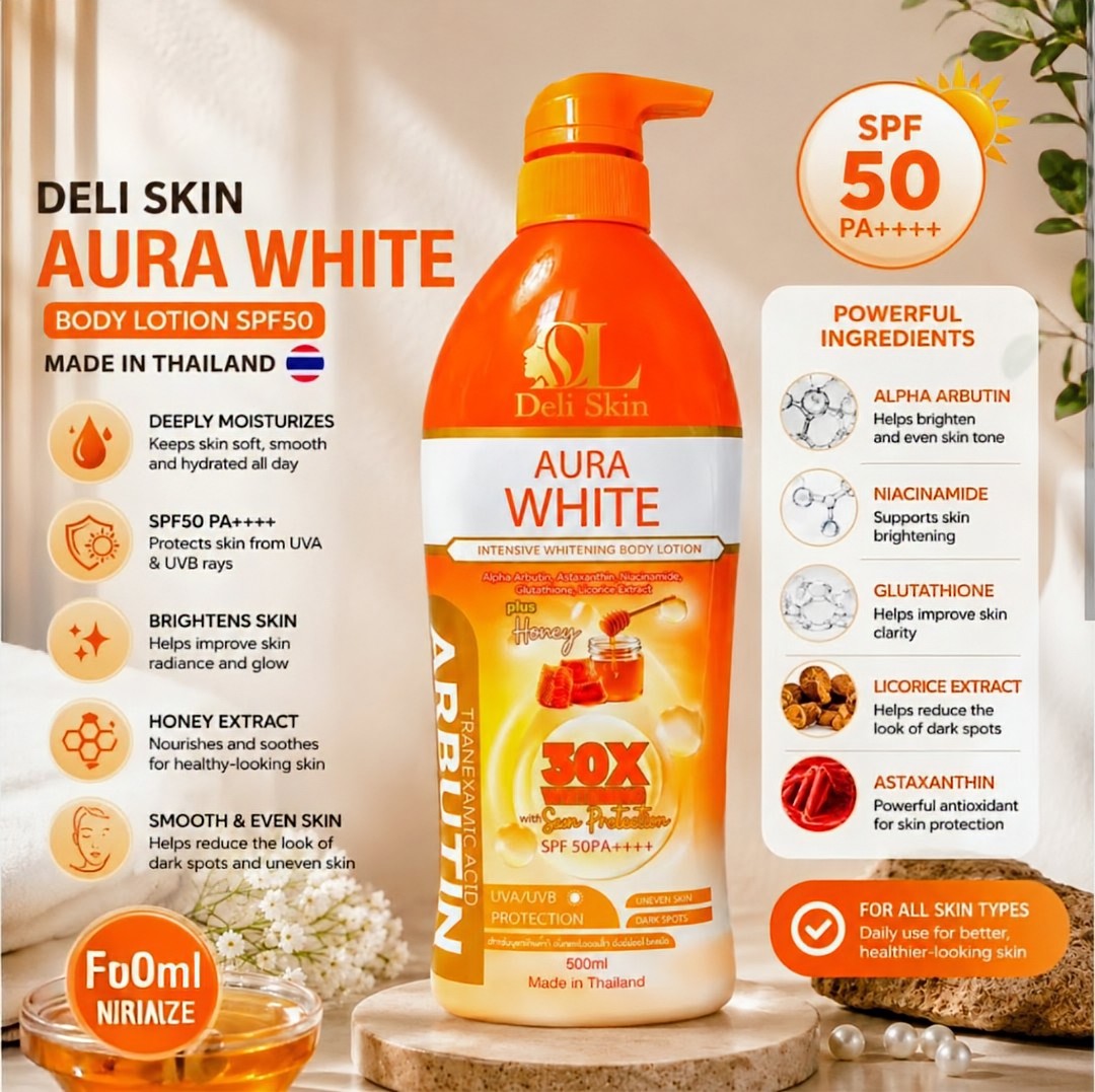DELI SKIN AURA WHITE INTENSIVE WHITENING BODY LOTION 500ML