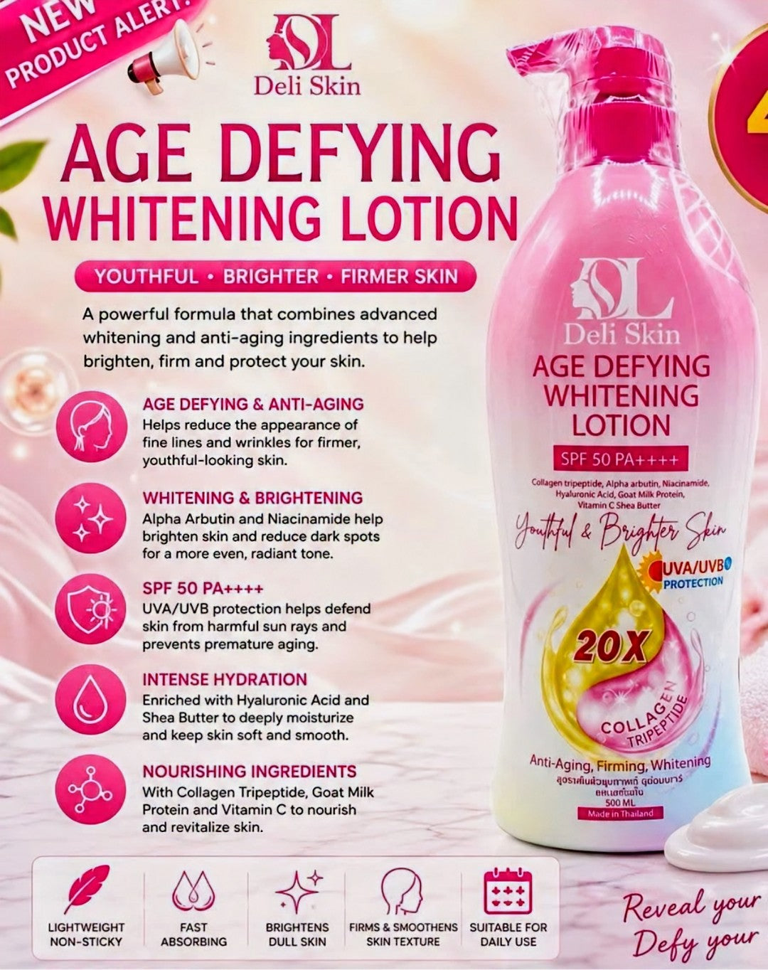 DELI SKIN AGE DEFYING WHITENING LOTION 500ML