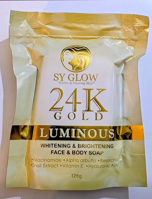 SY GLOW 24K GOLD LUMINOUS WHITENING & BRIGHTENING FACE & BODY SOAP