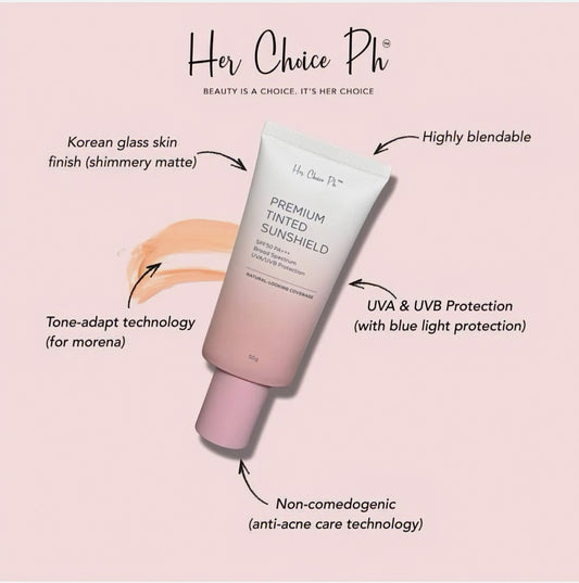 HER CHOICE PH PREMIUM TINTED SUNSHIELD SPF50 PA++ 50G