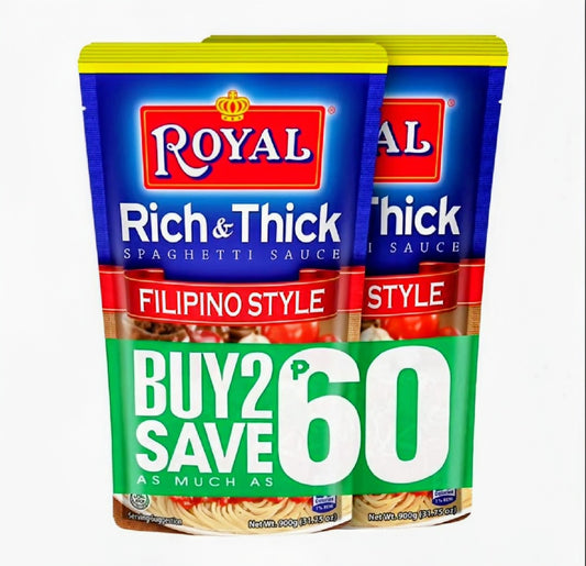 ROYAL RICH & THICK FILIPINO STYLE SPAGHETTI SAUCE 900G x 2 DUO PACK - BIG SAVINGS!