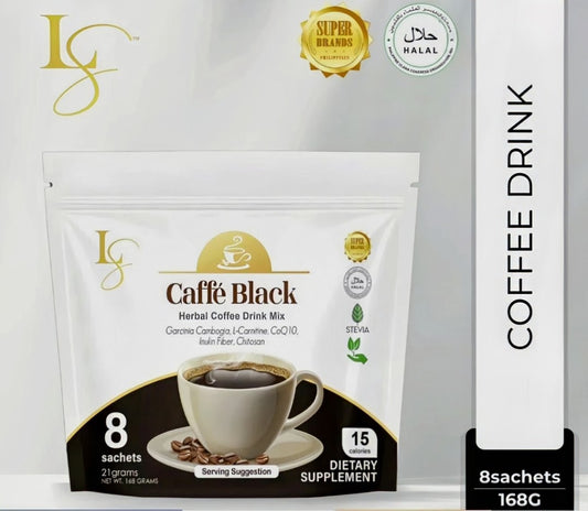 LS CAFFE BLACK HERBAL COFFEE DRINK MIX 8SACHETS