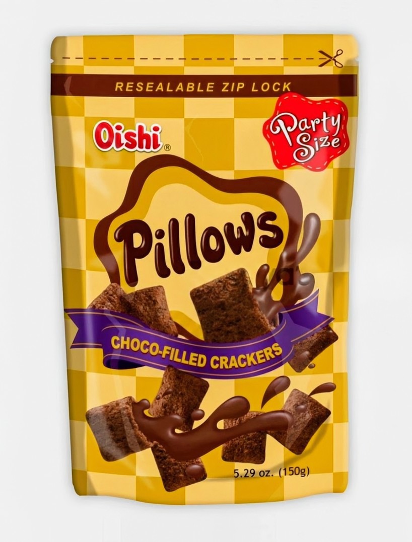 OISHI PILLOWS CHOCO-FILLED CRACKERS 150G (PARTY PACK)