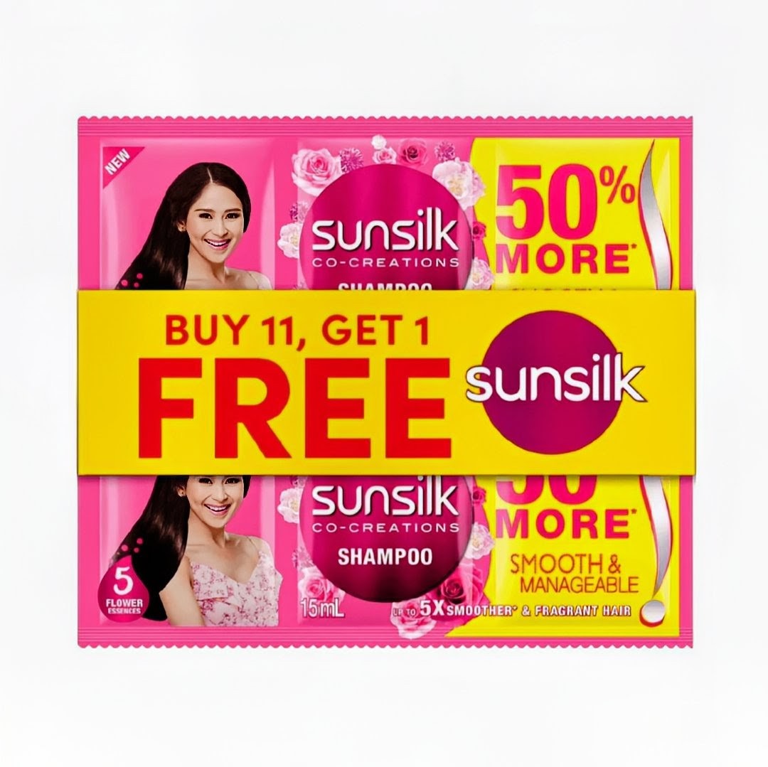 SUNSILK CO-CREATIONS SMOOTH & MANAGEABLE SHAMPOO 15ml x 12sachets (TRAVEL SIZE)