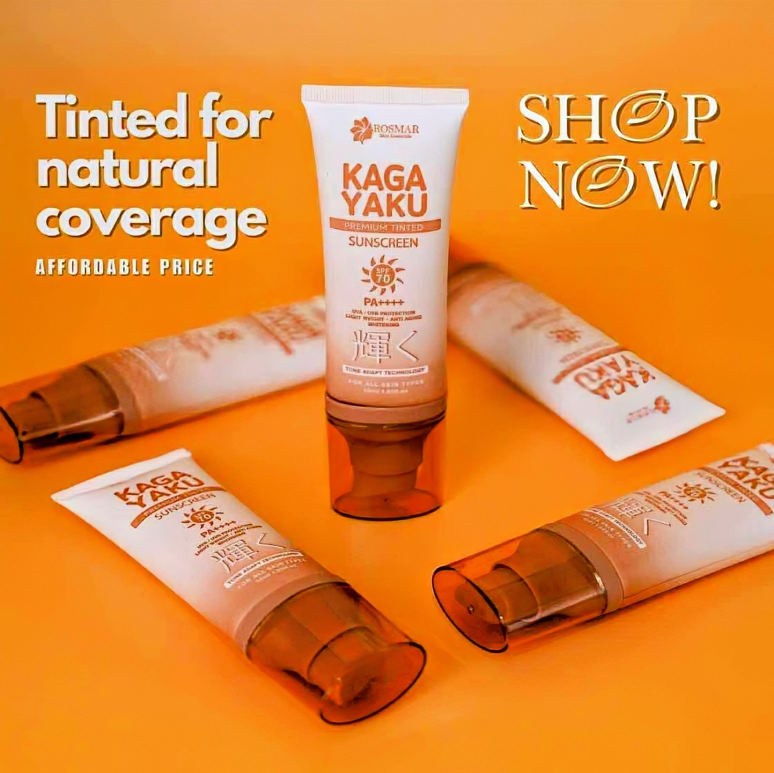 ROSMAR SKIN ESSENTIALS KAGAYAKU PREMIUM TINTED SUNSCREEN SPF70 50ML