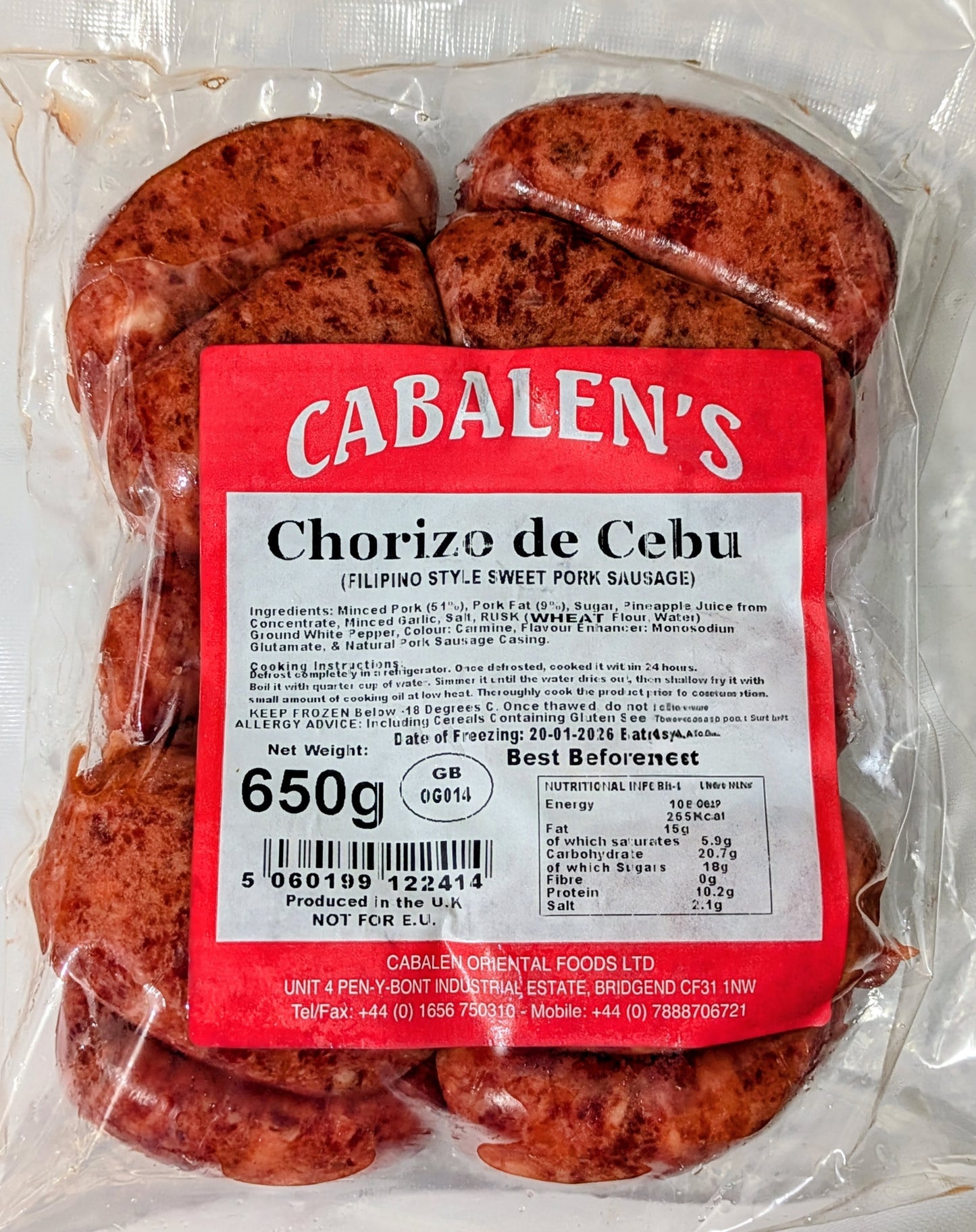 CABALEN'S CHORIZO DE CEBU (650G)